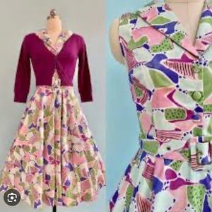 Miss Lulo 1X Mod Print Dress